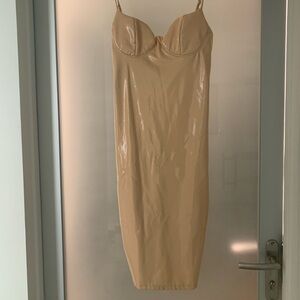 Creamy beige vegan leather dress, NWOT